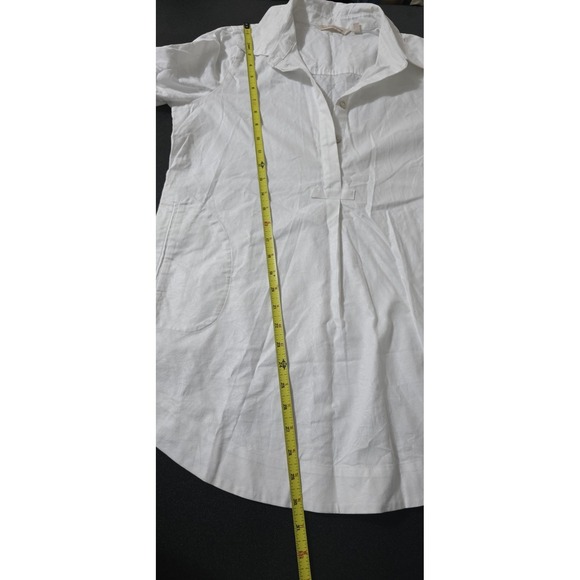 Soft Surroundings PM Petite White Cotton Pockets Collar Long Sleeve Tunic Print - Picture 7 of 8